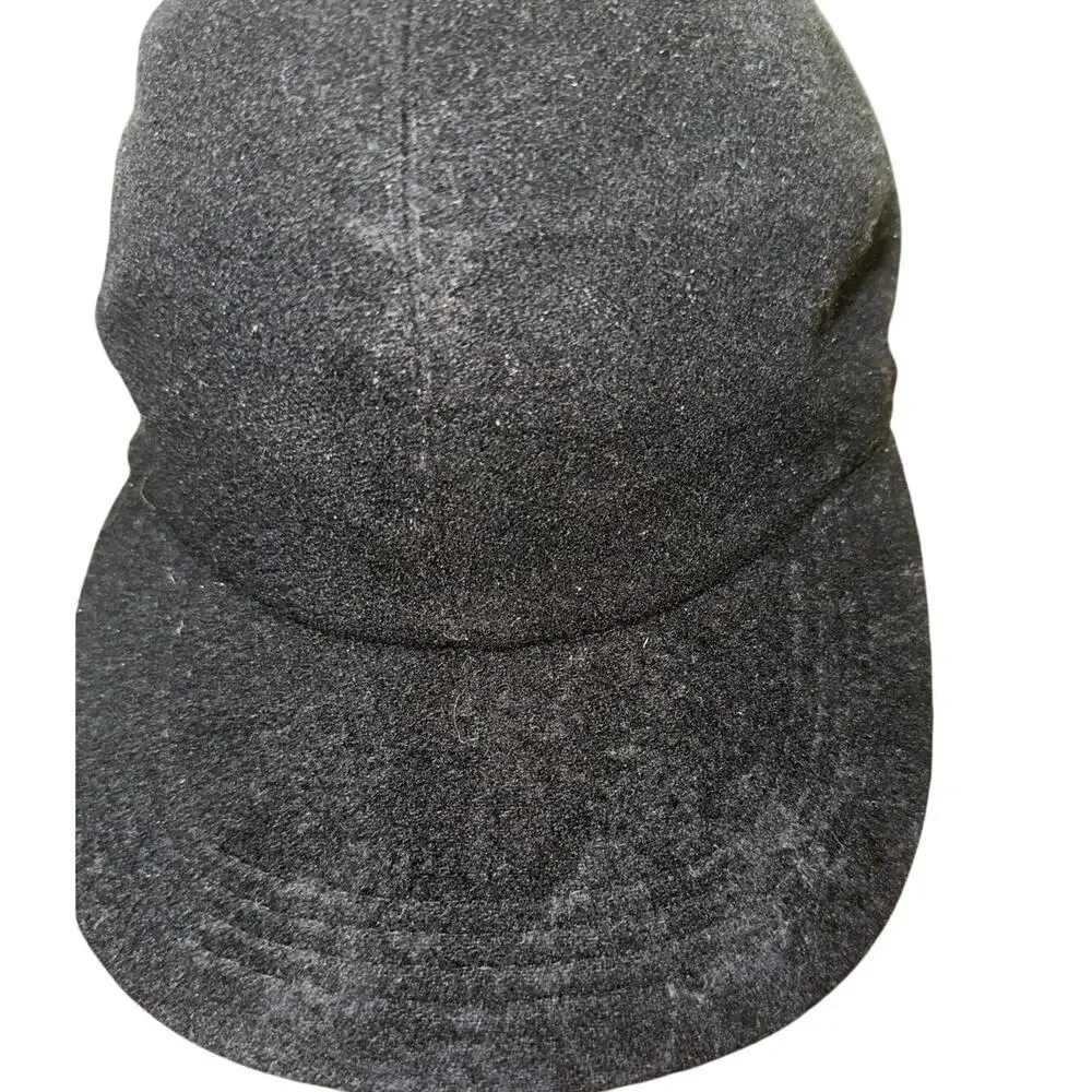 Bloomingdale’s Black 100% Cashmere Earflap Cadet Cap Military Hat OS